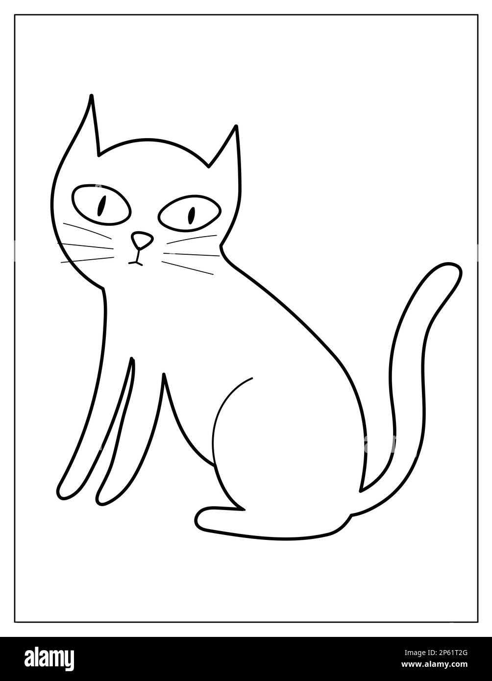 Page de coloriage avec un chat mignon. Imprimé félin pour livre de coloriage Illustration de Vecteur