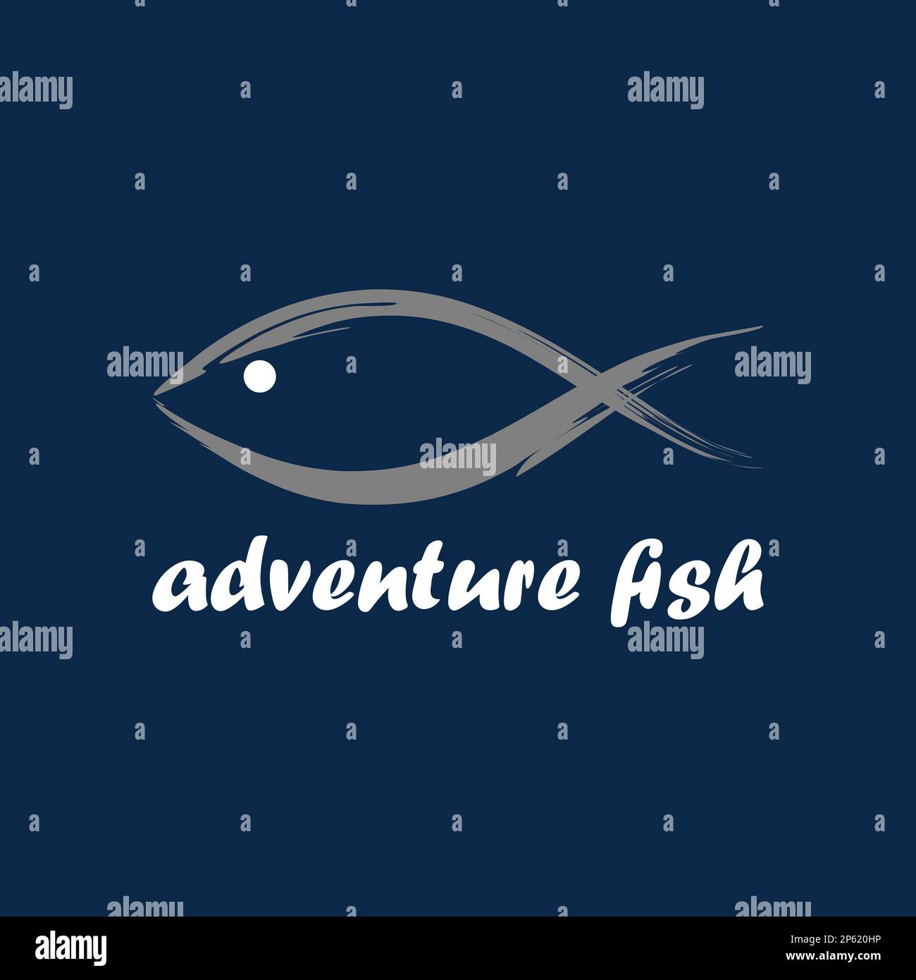 Logo design Graphic concept créatif premium libre vecteur stock simple unique ligne art rayure poisson abstrait avec oeil. Lié au pêcheur à la ligne de mer Illustration de Vecteur