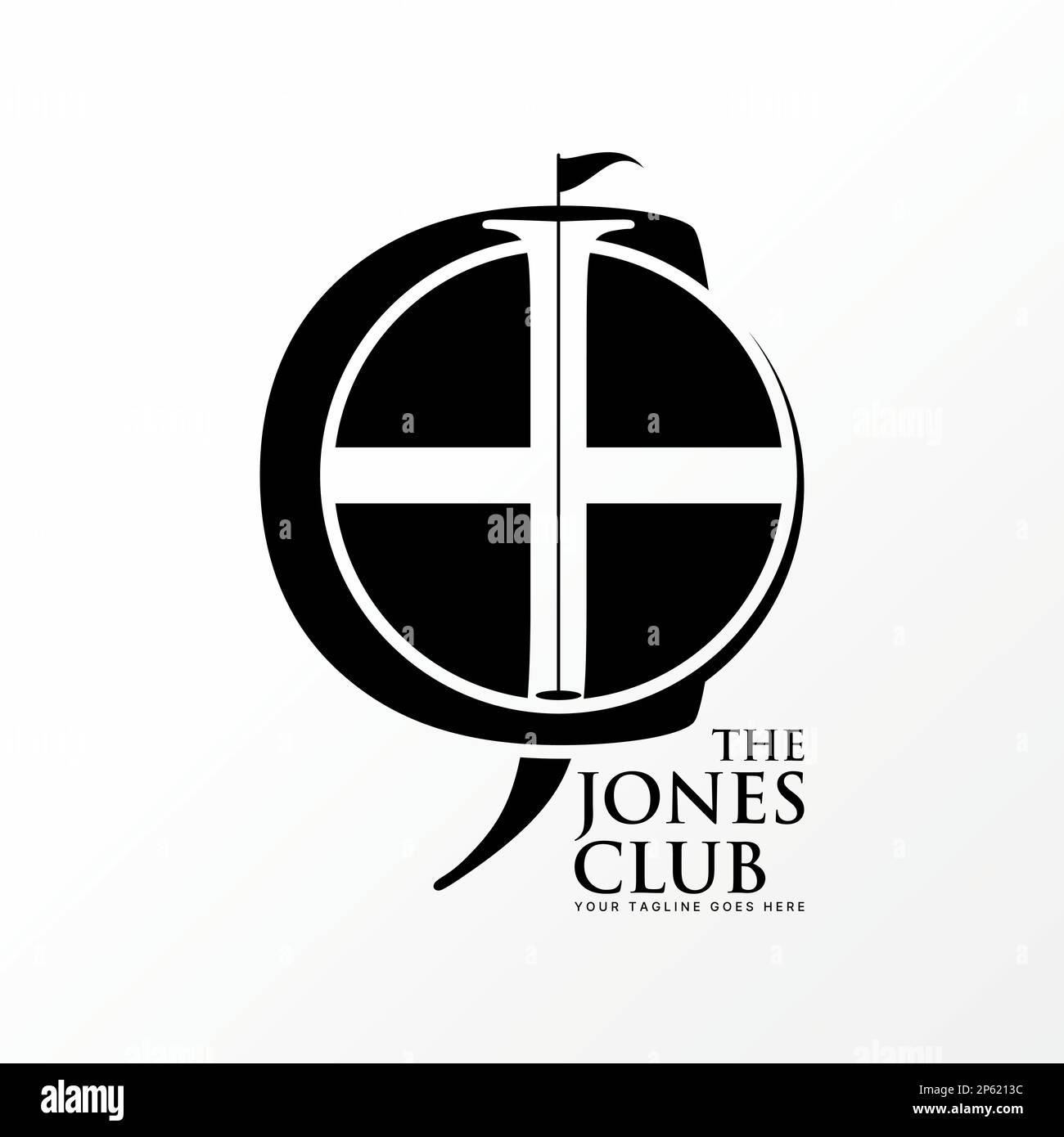 Logo design Graphic concept créatif abstrait premium libre vecteur stock initial CJ ou JC avec drapeau golf croix islandaise. En rapport avec la police de lettre sport Illustration de Vecteur