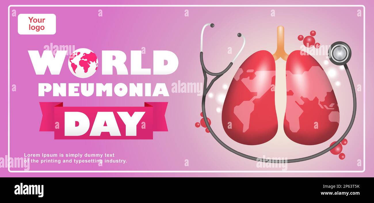 Journée mondiale de la pneumonie, 3D illustration du stéthoscope et des poumons avec motif terre. Adapté aux événements Illustration de Vecteur