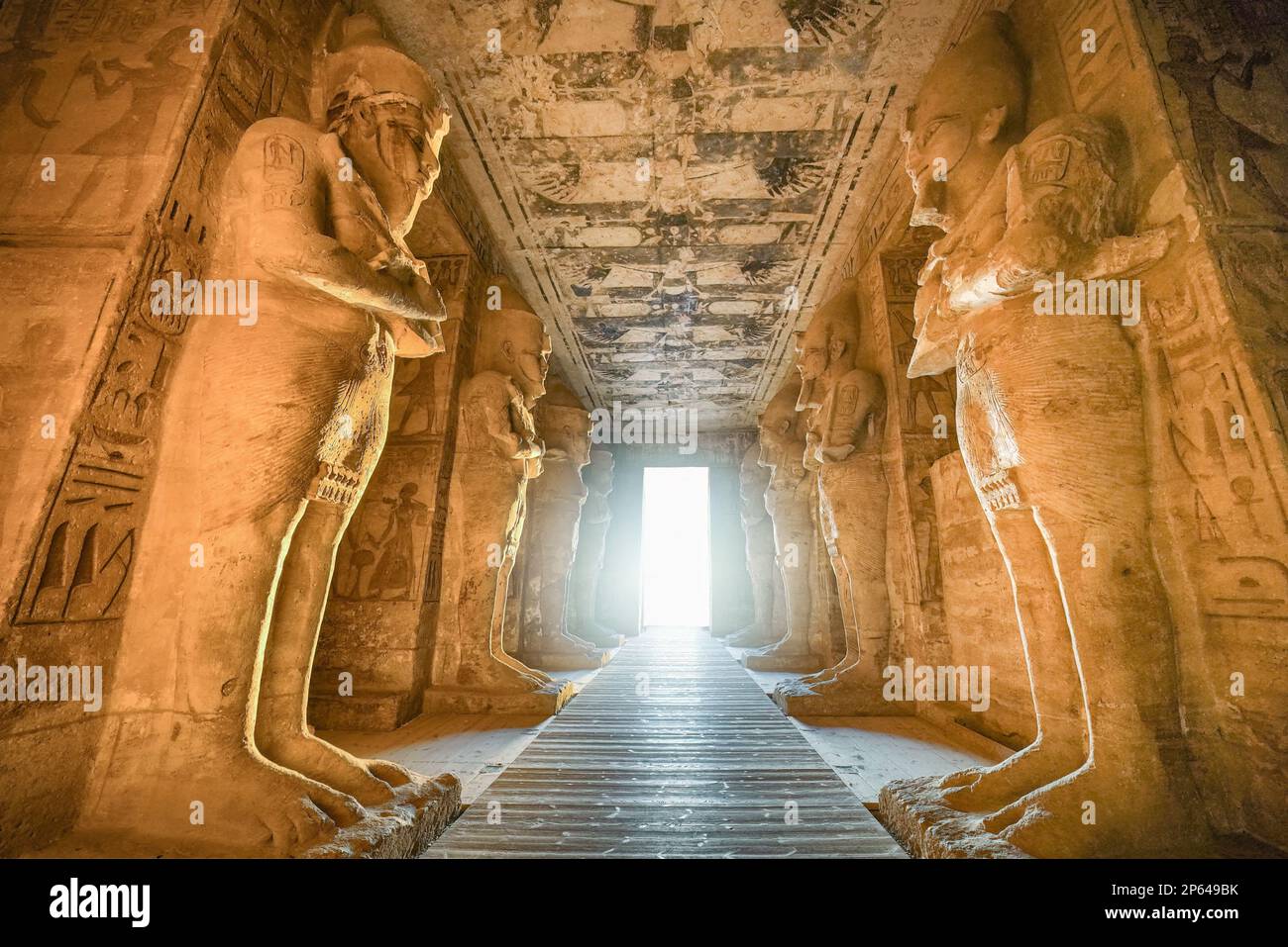 Vue intérieure du Grand temple d'Abu Simbel, Égypte. Banque D'Images