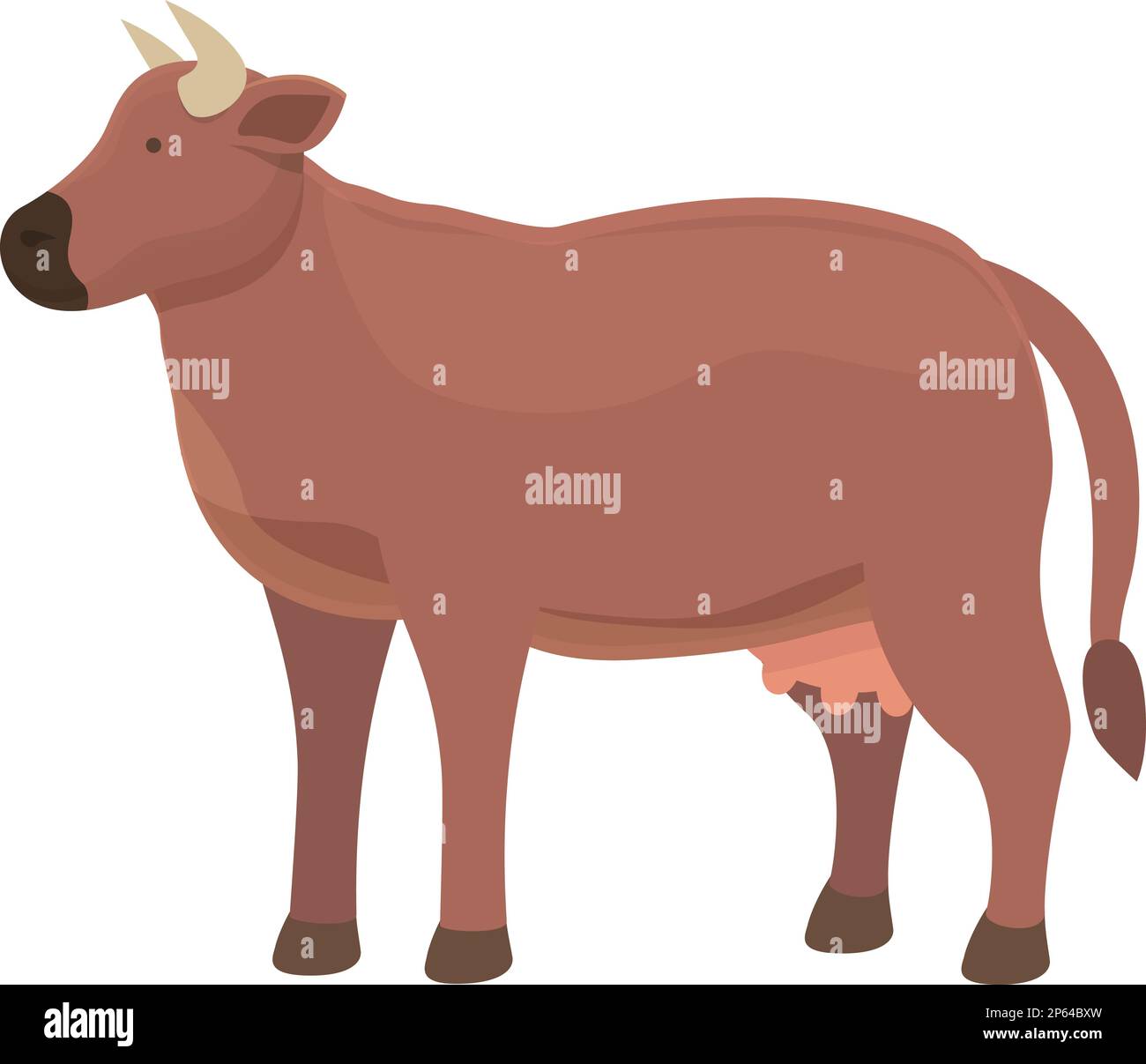 Vecteur de dessin animé de l'icône de la vache mangera l'herbe. Animal de ferme. Bovins laitiers Illustration de Vecteur
