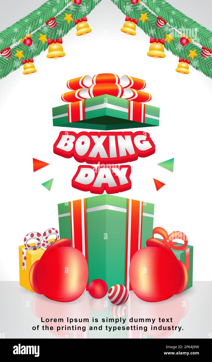 Illustration du lendemain de Noël, du cadeau et du gant de boxe 3D. Adapté aux événements Illustration de Vecteur