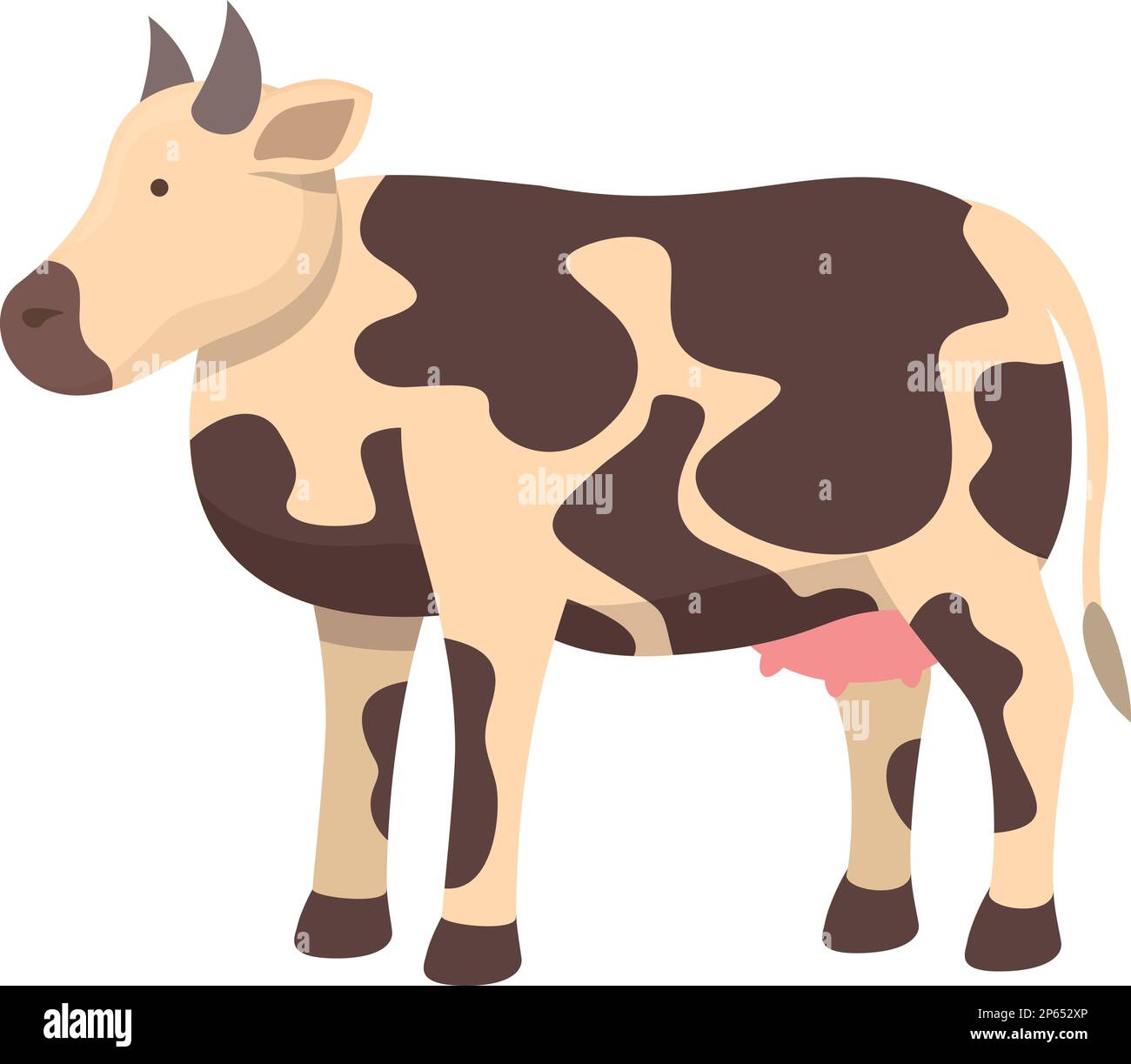 Vecteur de dessin animé d'icône de vache de veau. Animal de bétail. Produits laitiers de ferme Illustration de Vecteur