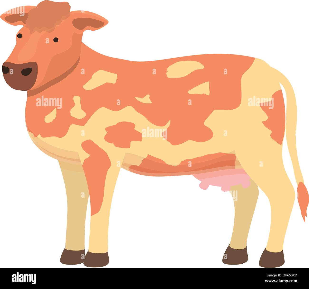 Vecteur de dessin animé de l'icône de la vache à pied. Animal de ferme. Mangez de l'herbe Illustration de Vecteur