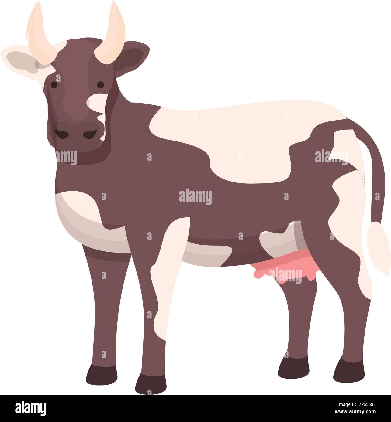 Vecteur de dessin animé d'icône de vache de veau. Ferme de bétail. Mangez des produits laitiers Illustration de Vecteur
