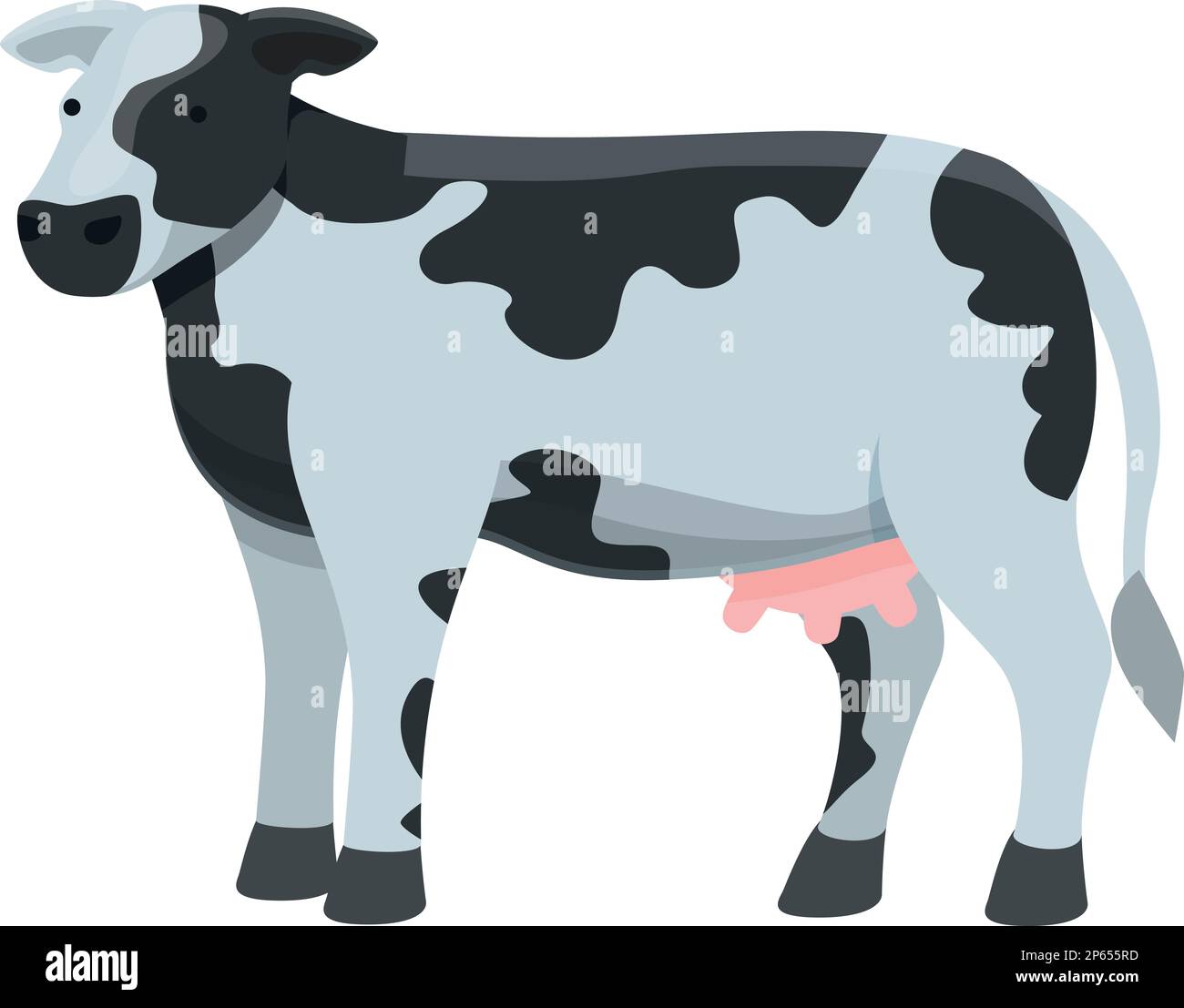 Vecteur de dessin animé d'icône de vache suisse. Bovins de ferme. Couleur d'accompagnement Illustration de Vecteur