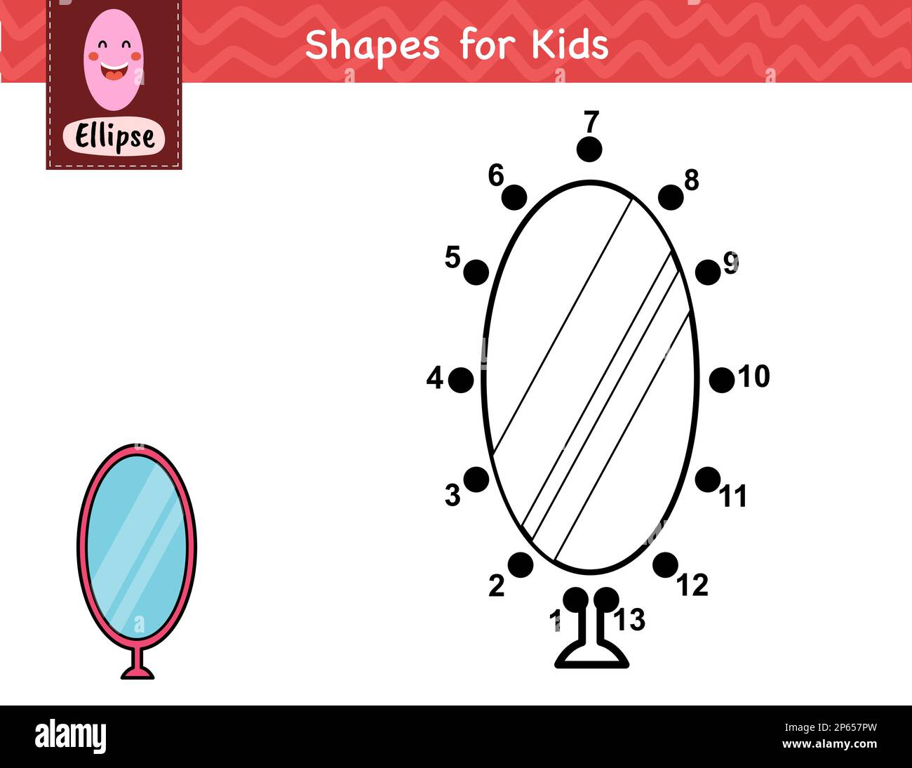 Connectez les points et dessinez un miroir. Jeu de numéros point à point pour les enfants Illustration de Vecteur