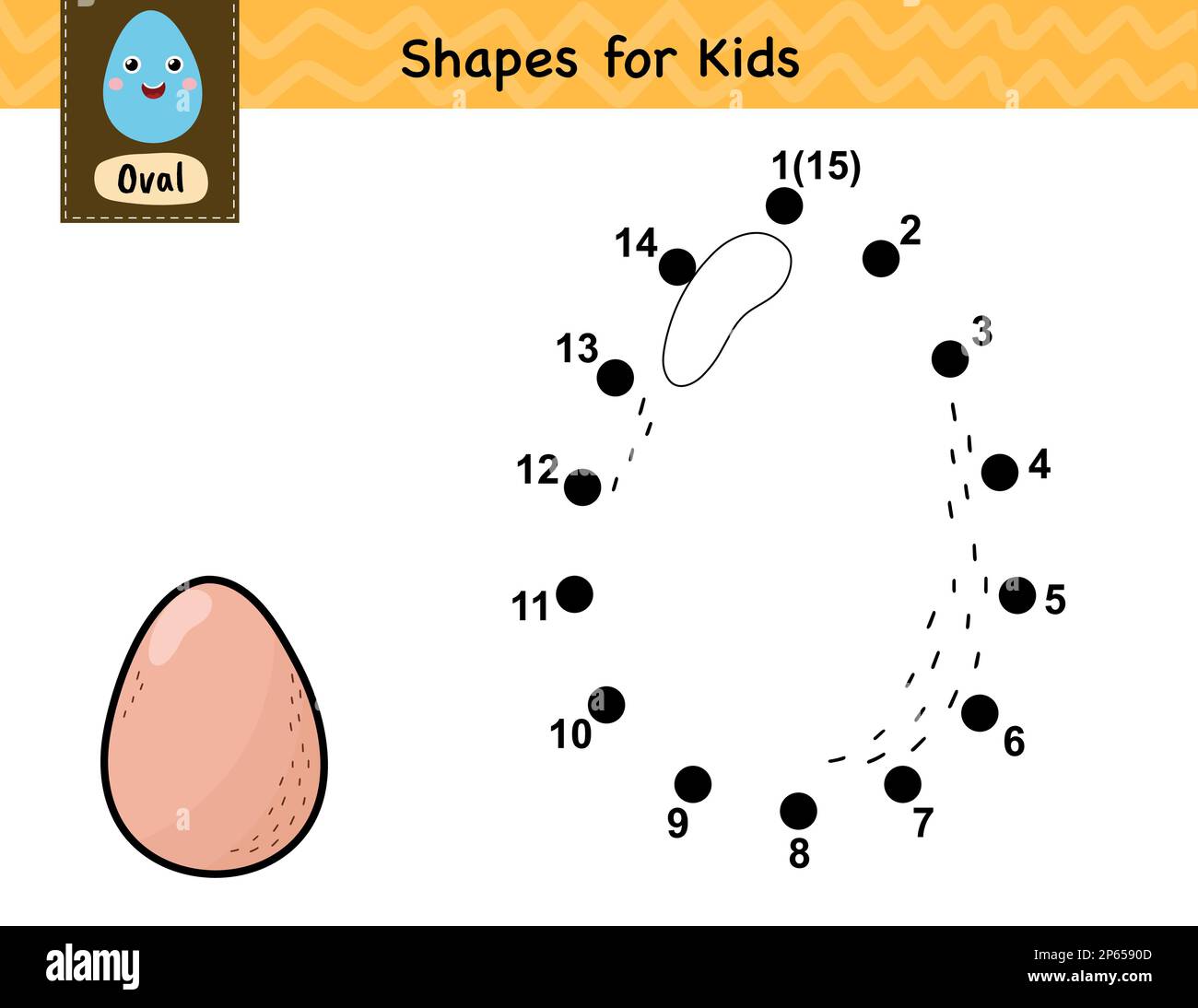 Connectez les points et dessinez un œuf. Jeu de numéro point à point pour les enfants Illustration de Vecteur