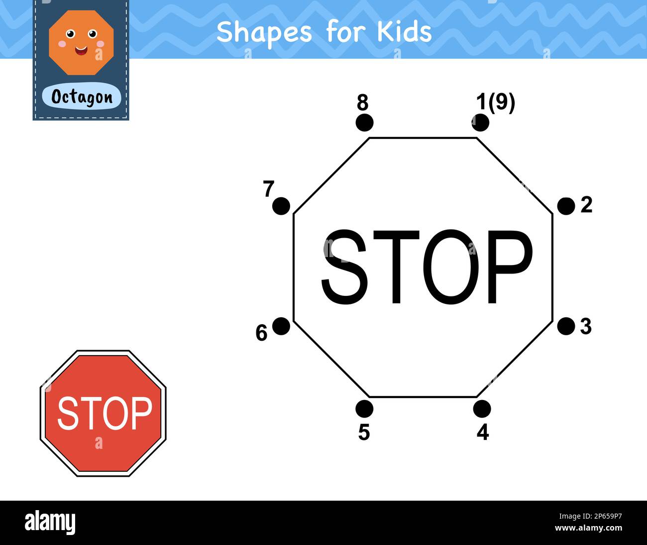 Connectez les points et tracez un panneau d'arrêt de la circulation