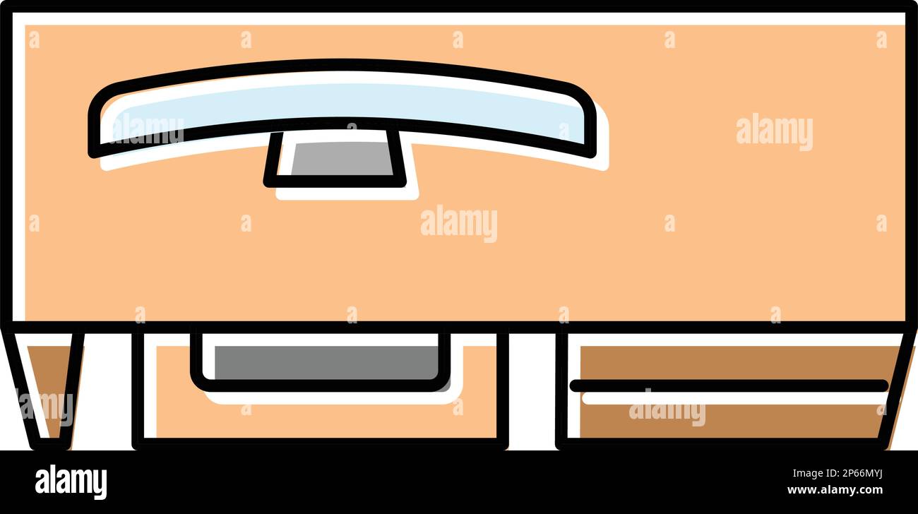 illustration vectorielle de l'icône de couleur de la vue de dessus du moniteur de la table de l'ordinateur Illustration de Vecteur