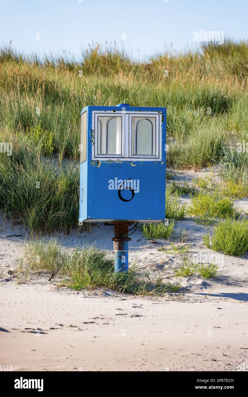 Tour de sauvetage sur la plage de Juist, îles de la Frise orientale, Allemagne. Banque D'Images