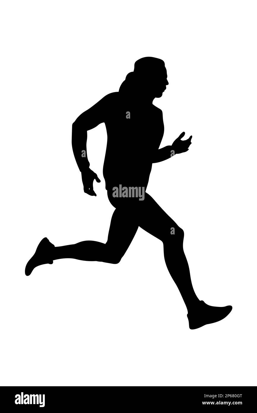silhouette noire de running pour homme athlète Banque D'Images