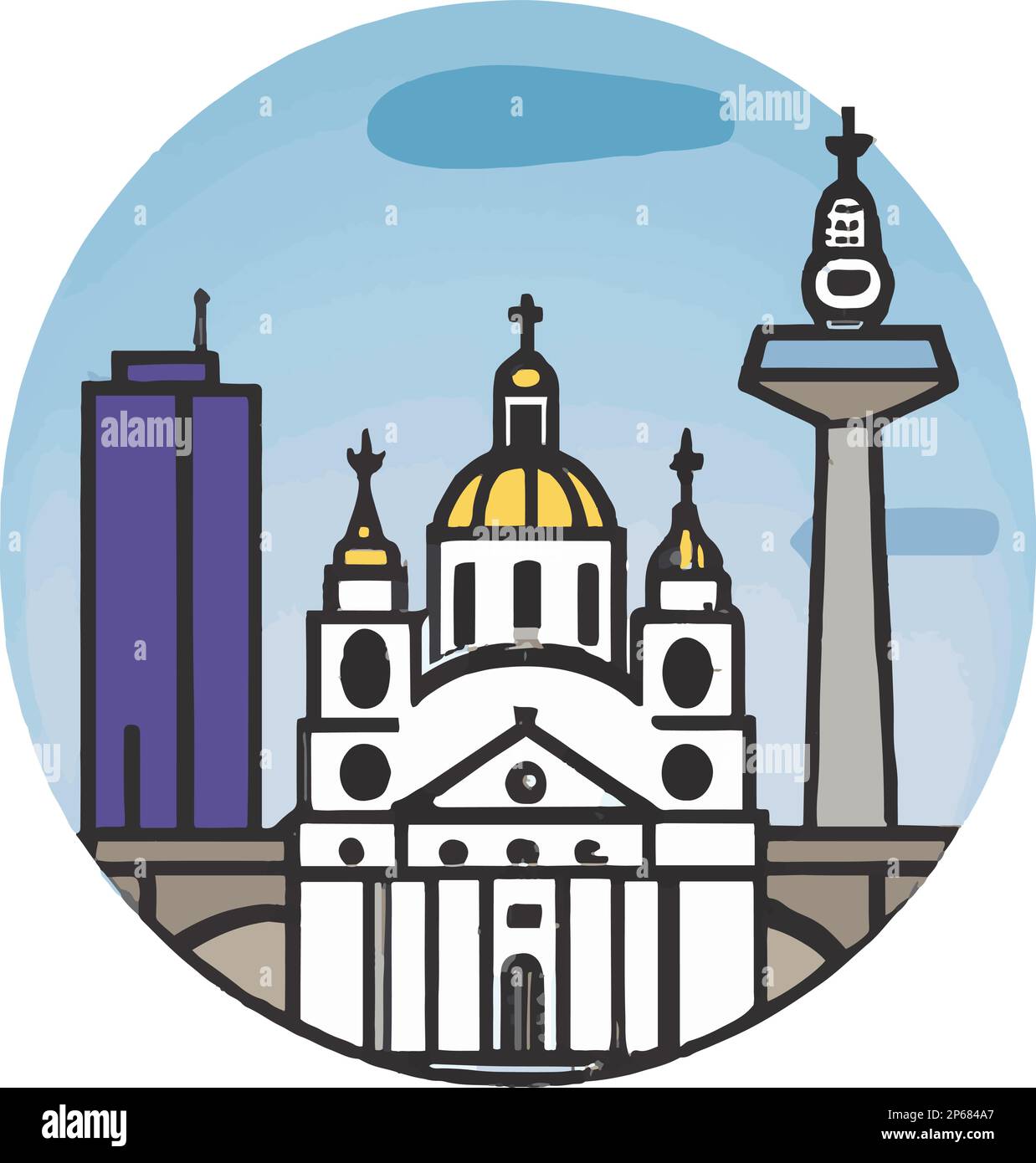 Belgrade, Serbie bâtiments. Illustration d'art vectoriel artisanale. Illustration de Vecteur