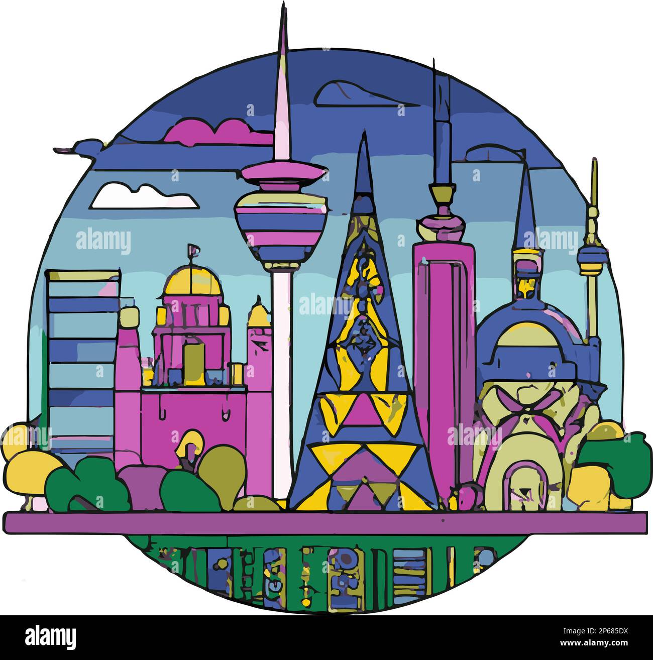 Belgrade, Serbie coloré. Illustration d'art vectoriel artisanale. Illustration de Vecteur