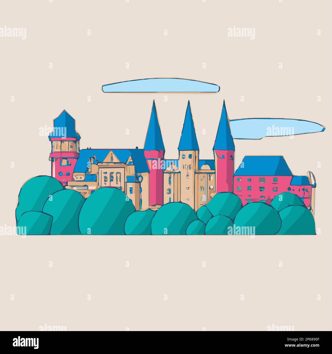 Ljubljana, Slovénie Voyage. Illustration d'art vectoriel artisanale. Illustration de Vecteur