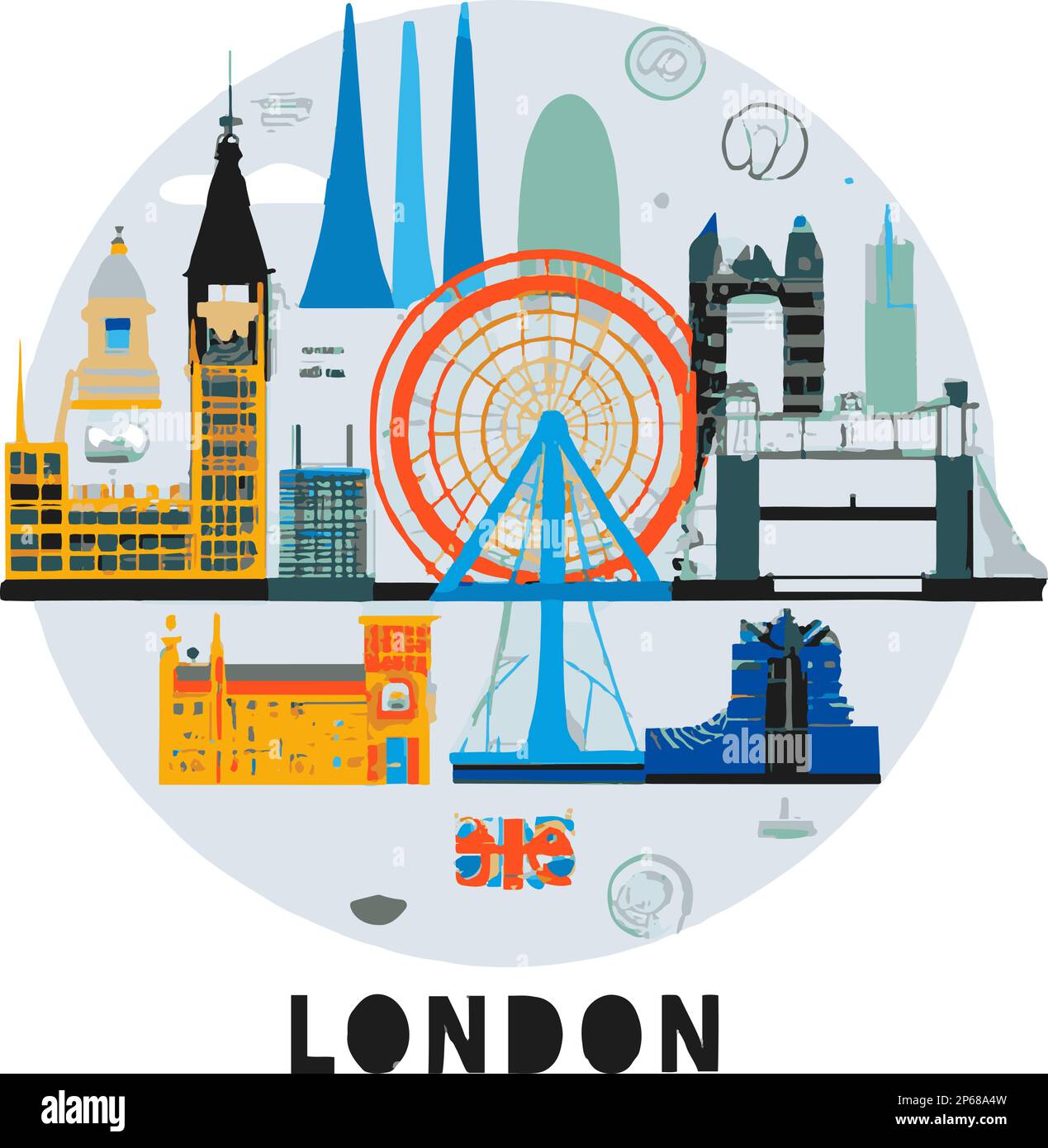 Londres Grande-Bretagne Skyline. Illustration d'art vectoriel artisanale. Illustration de Vecteur