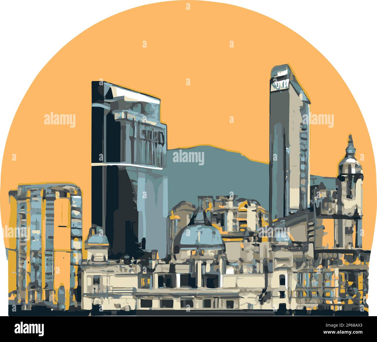 Monaco Skyline haut en couleur. Illustration d'art vectoriel artisanale. Illustration de Vecteur