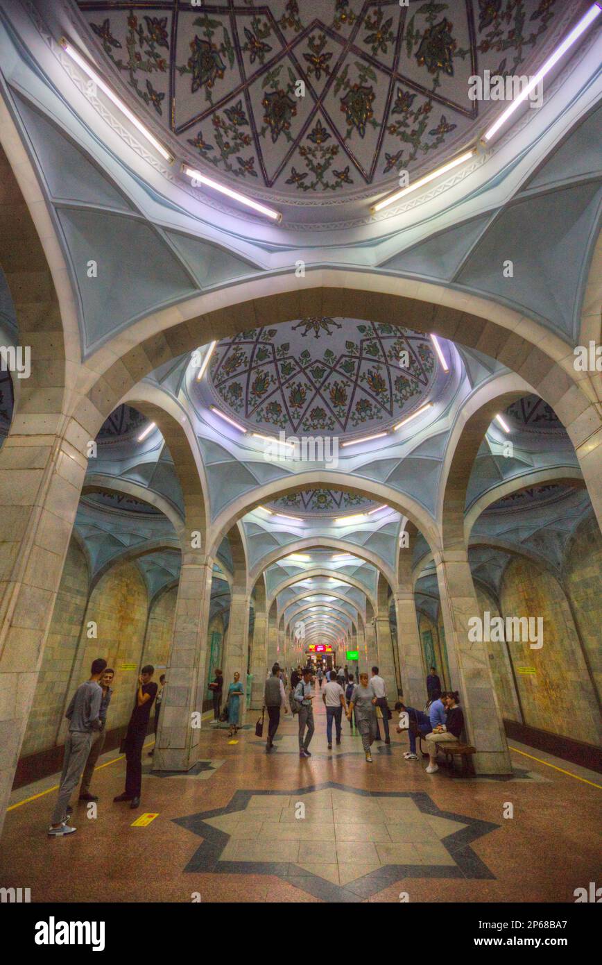 Gare d'Alisher Navoi, métro Tachkent, Tashkent, Ouzbékistan, Asie centrale, Asie Banque D'Images