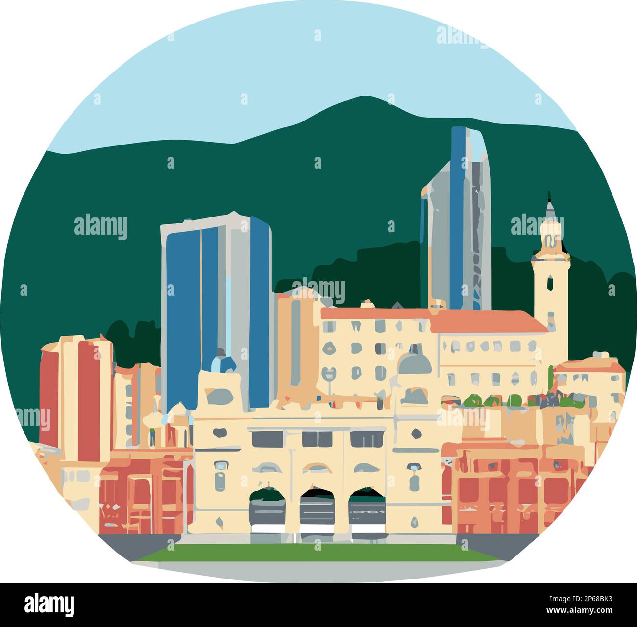 Monaco City Travel. Illustration d'art vectoriel artisanale. Illustration de Vecteur