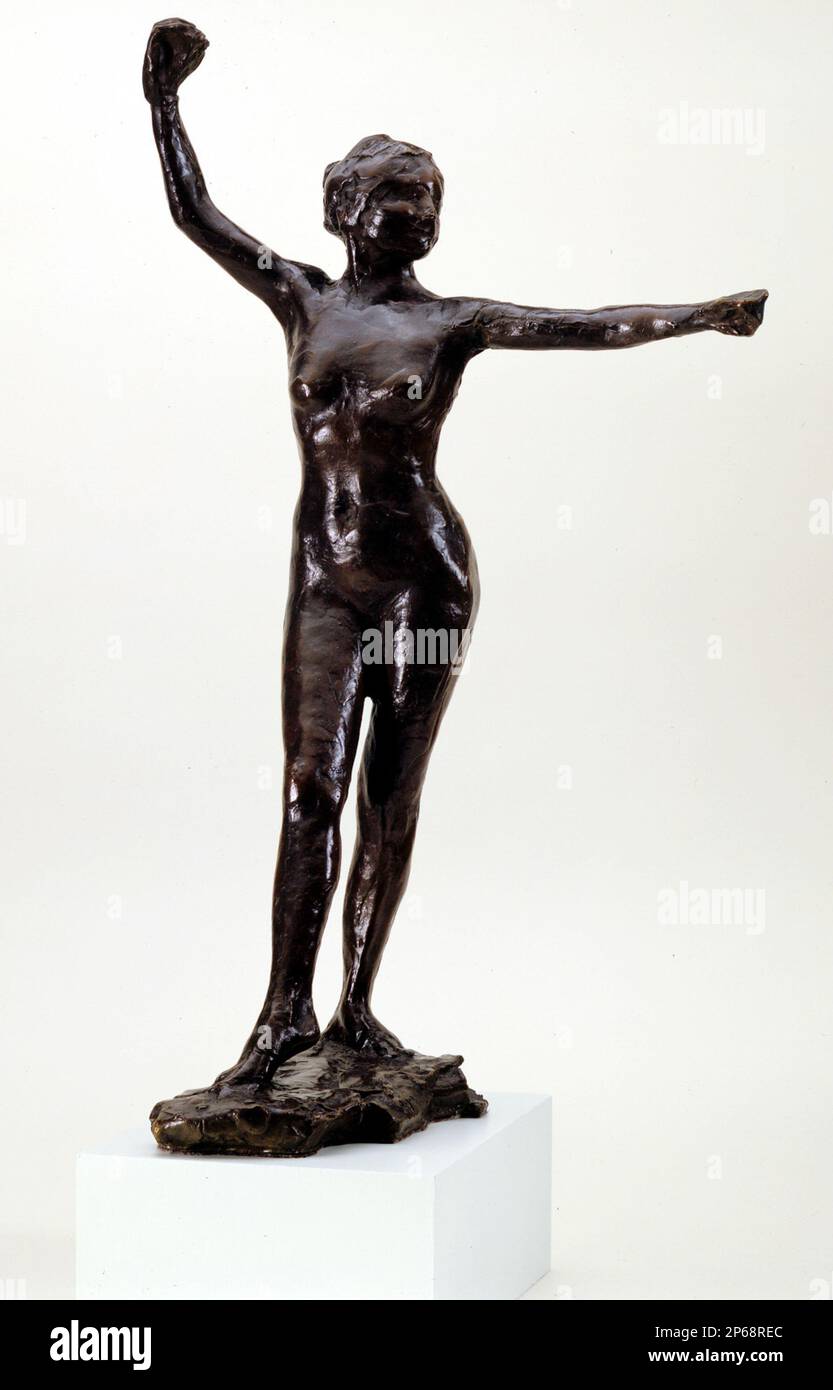 Hilaire-Germain-Edgar Degas, danseur prêt à danser, jambe droite vers l'avant, modélisé vers 1880s, moulé 1919–21, bronze. Banque D'Images