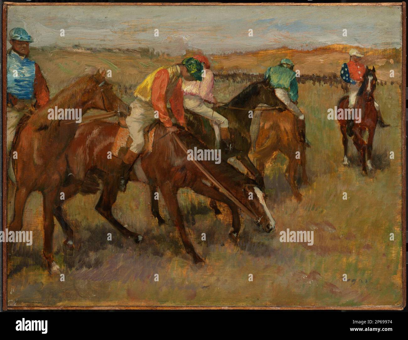 Hilaire-Germain-Edgar Degas, avant la course, vers 1882, huile sur panneau. Banque D'Images