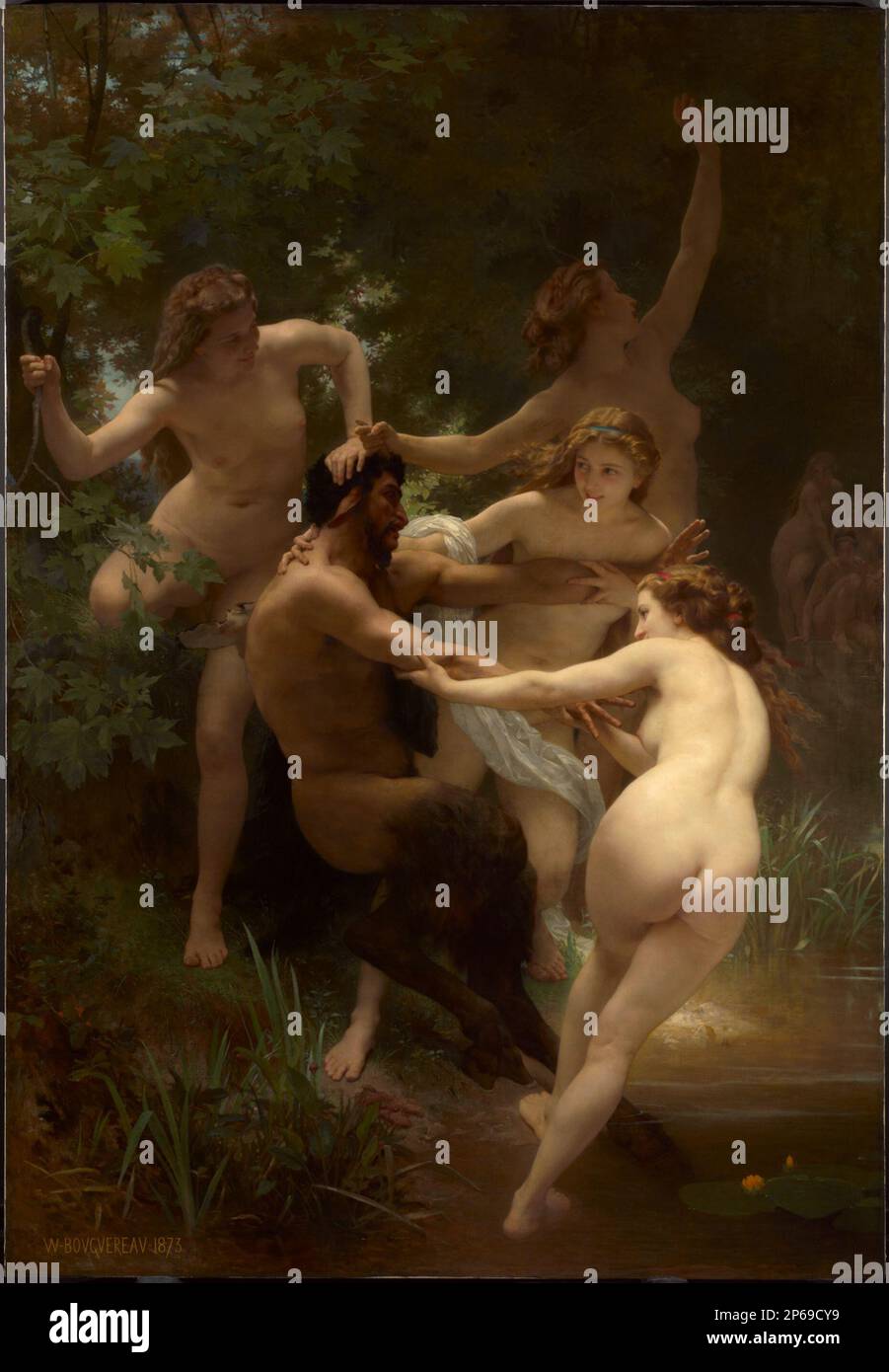 William-Adolphe Bouguereau, nymphes et Satyr, 1873, huile sur toile. Banque D'Images