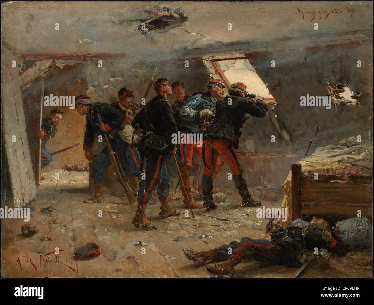 Alphonse de Neuville, Champigny, 2 décembre 1870, c. 1875-77, huile sur panneau. Banque D'Images