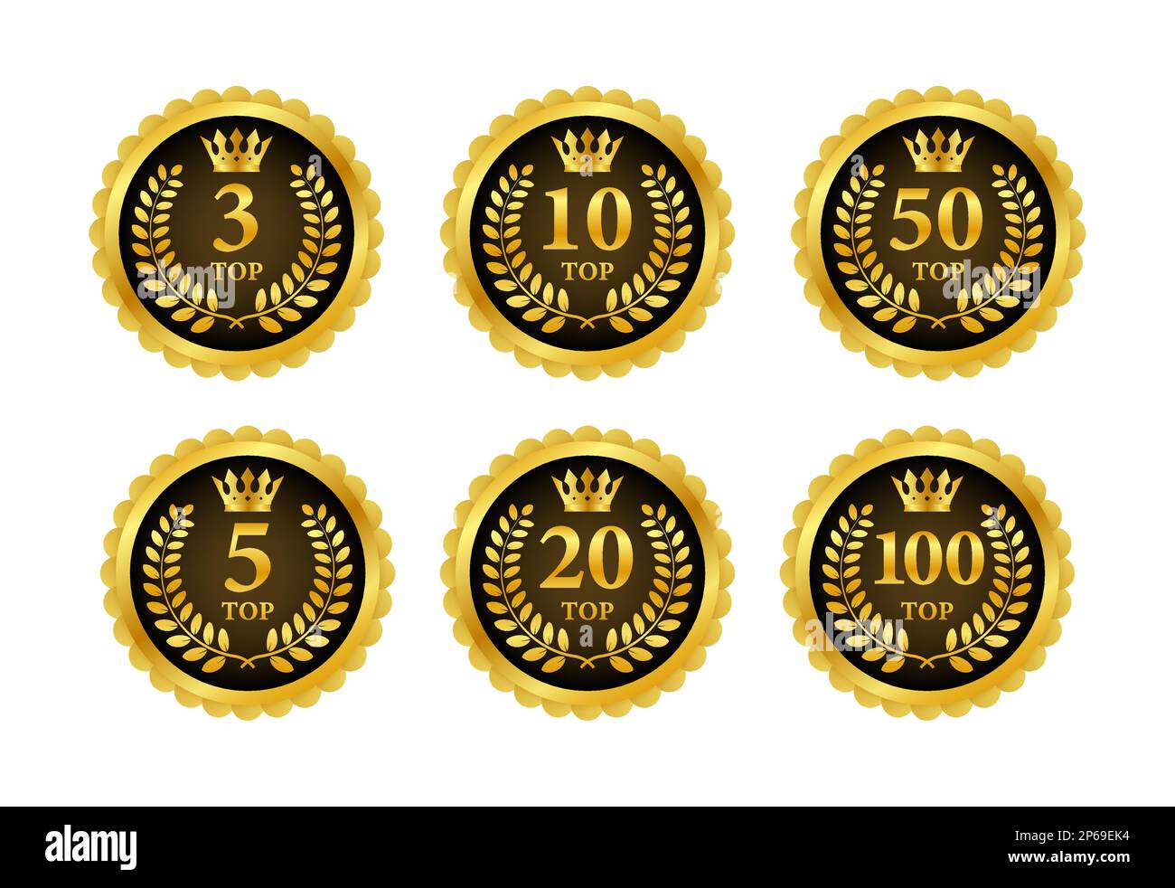 Top 3, 5, 10, 20, 50, tableau de notation 100. Meilleur dans le classement. Illustration de Vecteur