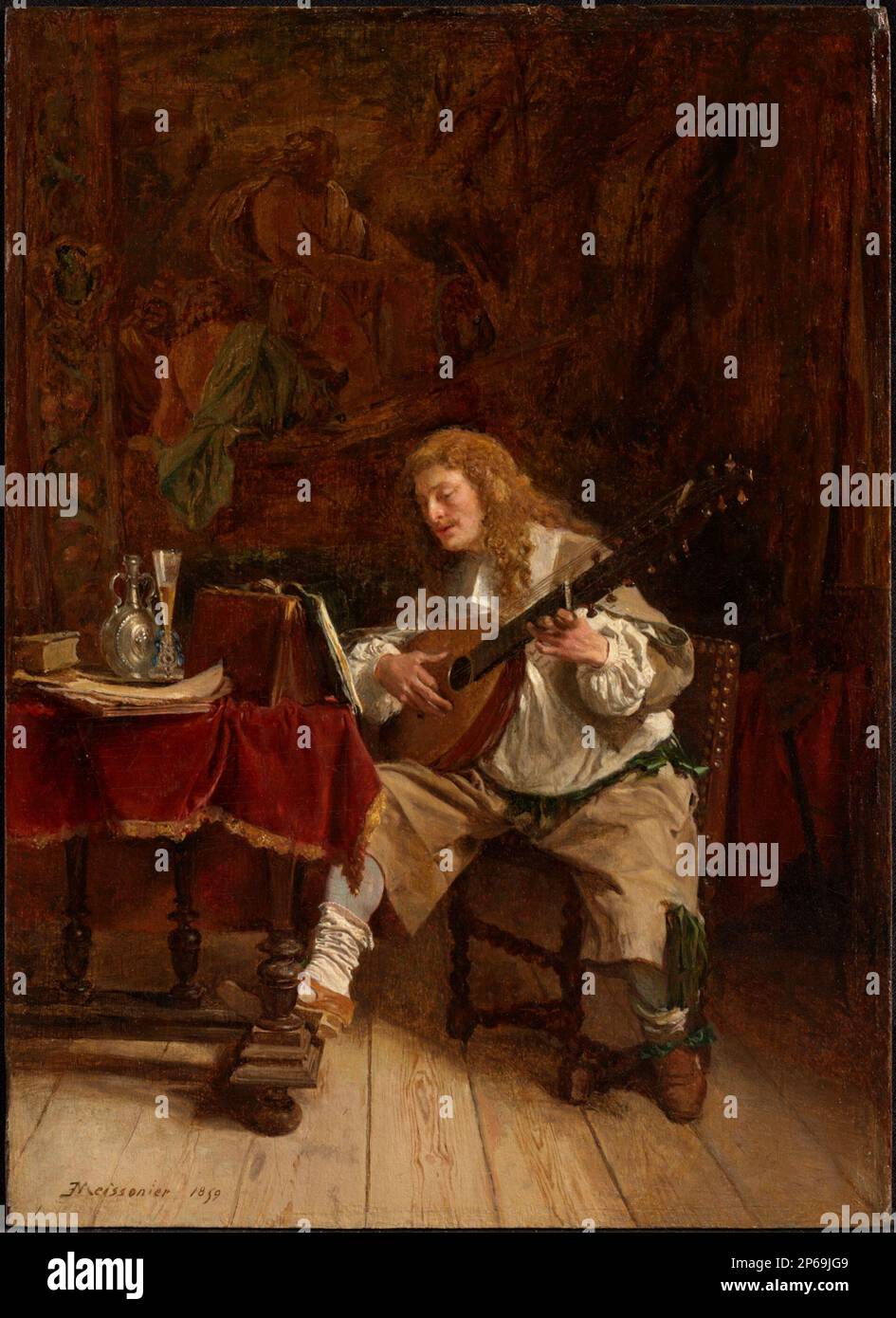 Jean Louis Ernest Meissonier, musicien, 1859 ans, huile sur panneau. Banque D'Images