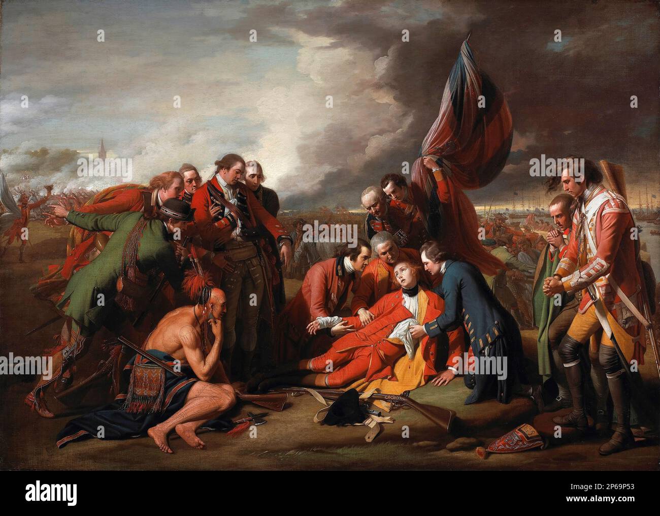 La bataille de Québec. Tableau intitulé la mort du général Wolfe de Benjamin West (1738-1820), huile sur toile, 1770. Le général Wolfe meurt au moment de la victoire lors de la bataille de Québec. Banque D'Images