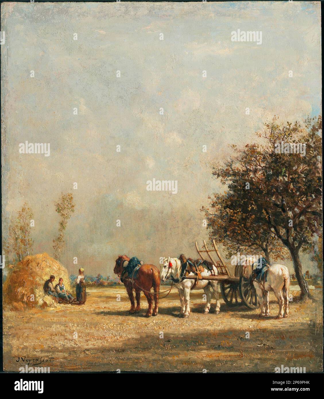 Jules Jacques Veyrassat, Hay Wain, c. 1850-93, huile sur panneau. Banque D'Images