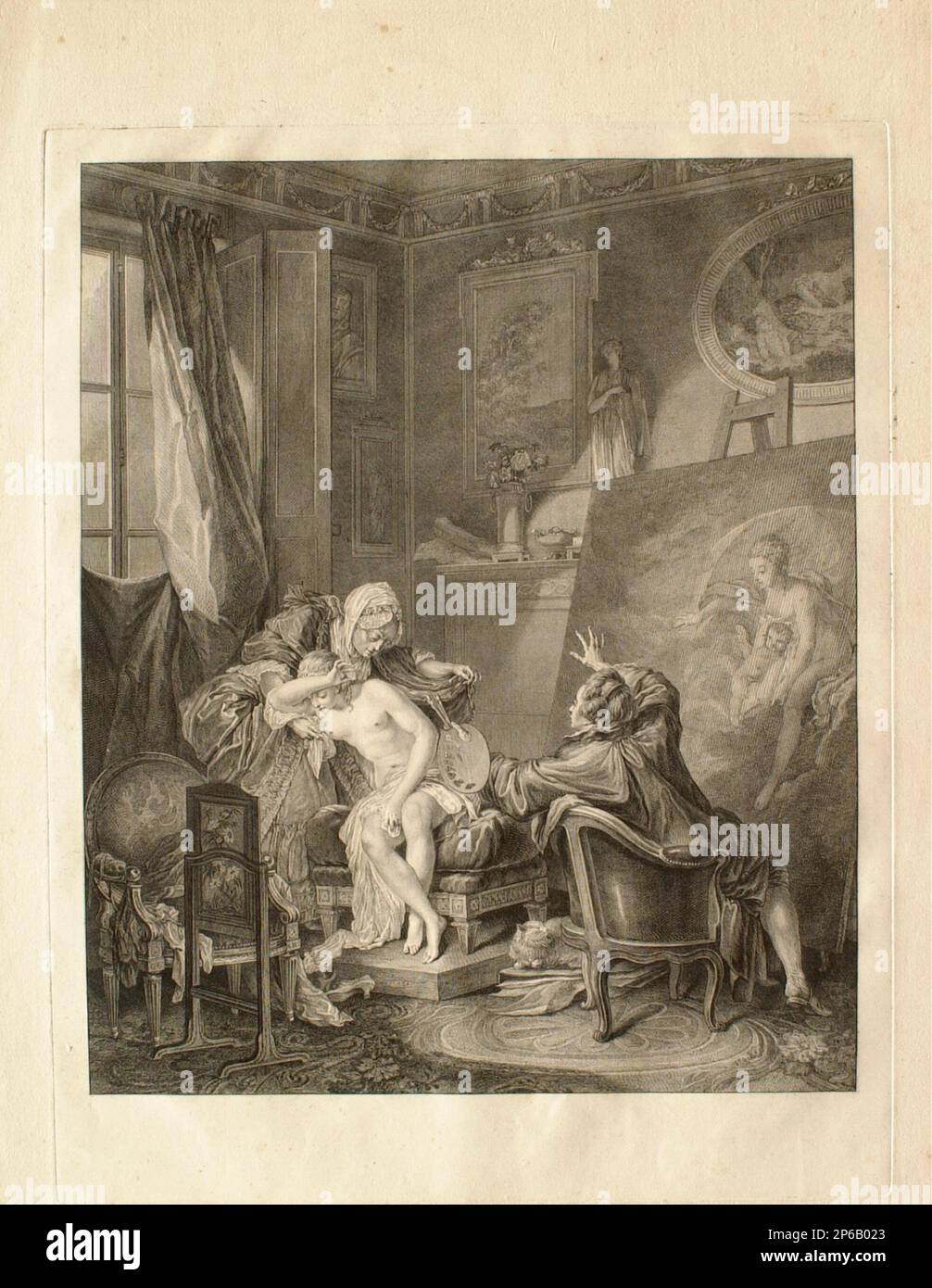 Jean-Michel Moreau, le jeune, la modèle hontête, 1772, gravure et gravure sur papier. Banque D'Images