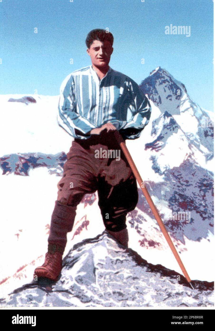 L'italien béni PIER GIORGIO FRASSATI ( 1901 - 1925 ) , fils de propriétaire du journal LA STAMPA . Béni par le Pape Jean-Paul II Karol Wojtyla le 20 mai 1990 . Image populaire de dévotion ( Italie 1920 ca. ) - BEATO - beatificazione - SAN SANTO - RELIGIONE CATTOLICA - RELIGION CATHOLIQUE - alpinista - alpinismo - Alpi --- Archivio GBB Banque D'Images