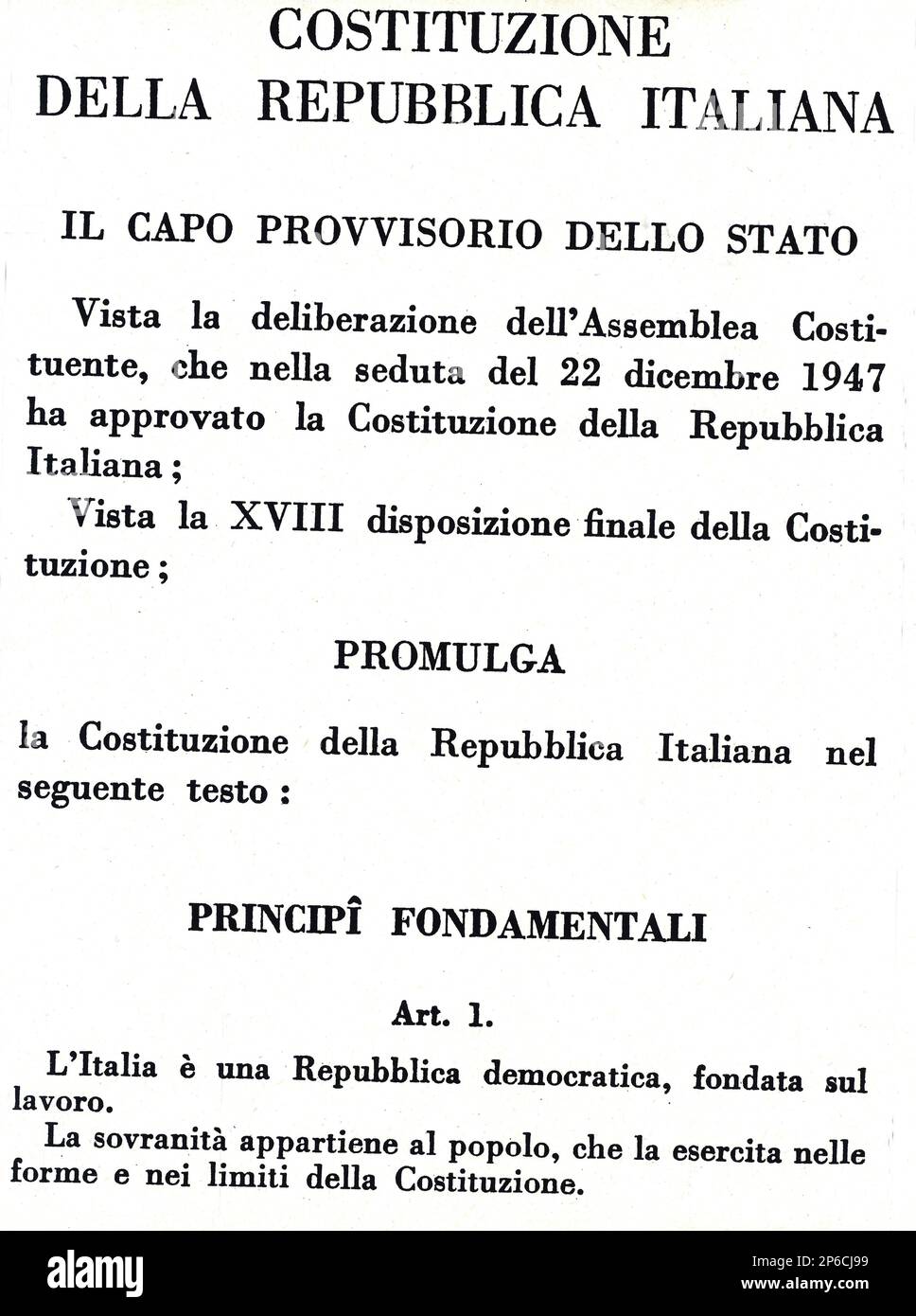1947 , 22 décembre , ROME , ITALIE : la proclamation italienne de LA CONSTITUTION DE LA RÉPUBLIQUE - ROMA - ITALIA - FOTO STORICHE - HISTOIRE - GEOGRAFIA - GÉOGRAPHIE - REPUBBLICA ITALIANA - COSTITUENTE - COSTITUZIONE REPUBBLICANA --- Archivio GBB Banque D'Images