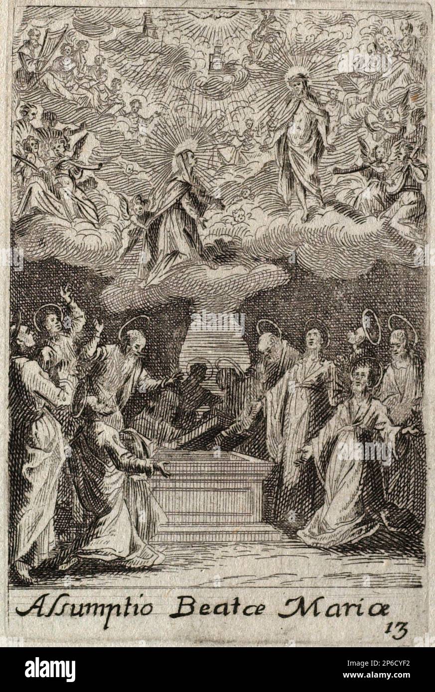 Après Jacques Callot, Assomption, gravure sur papier couté. Banque D'Images