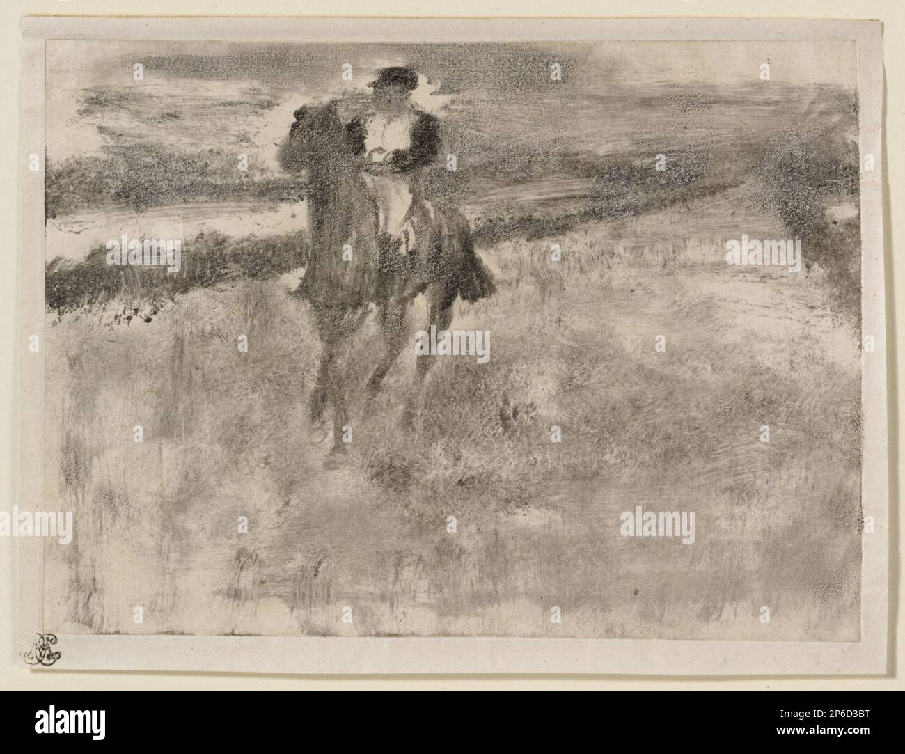 Hilaire-Germain-Edgar Degas, le Jockey, vers 1880-85, monotype sur papier chinois. Banque D'Images