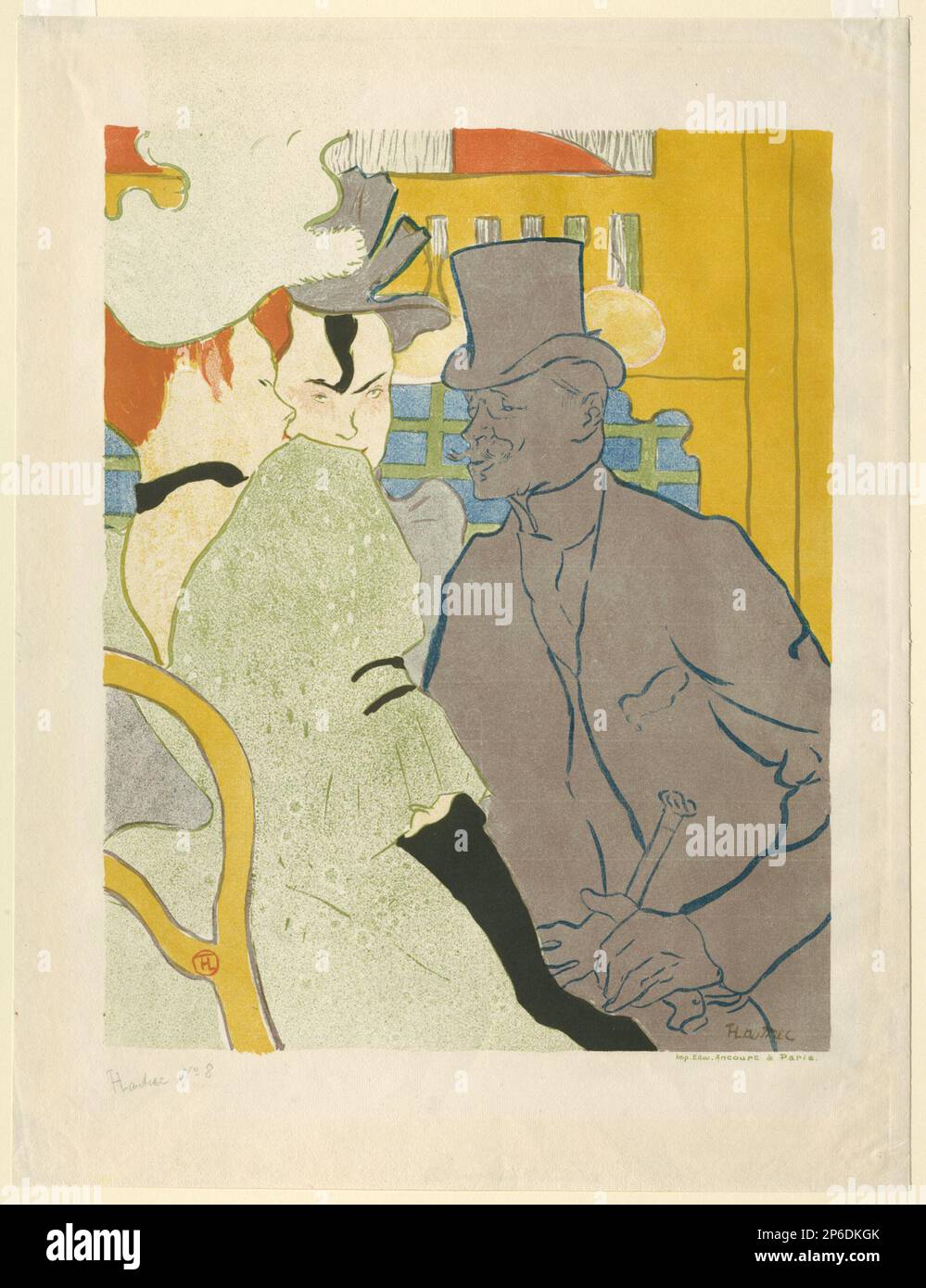 Henri de Toulouse-Lautrec, l'Anglais au Moulin Rouge, 1892, lithographie imprimée en vert, gris, bleu, orange rouge, jaune, et noir sur papier crème. Banque D'Images