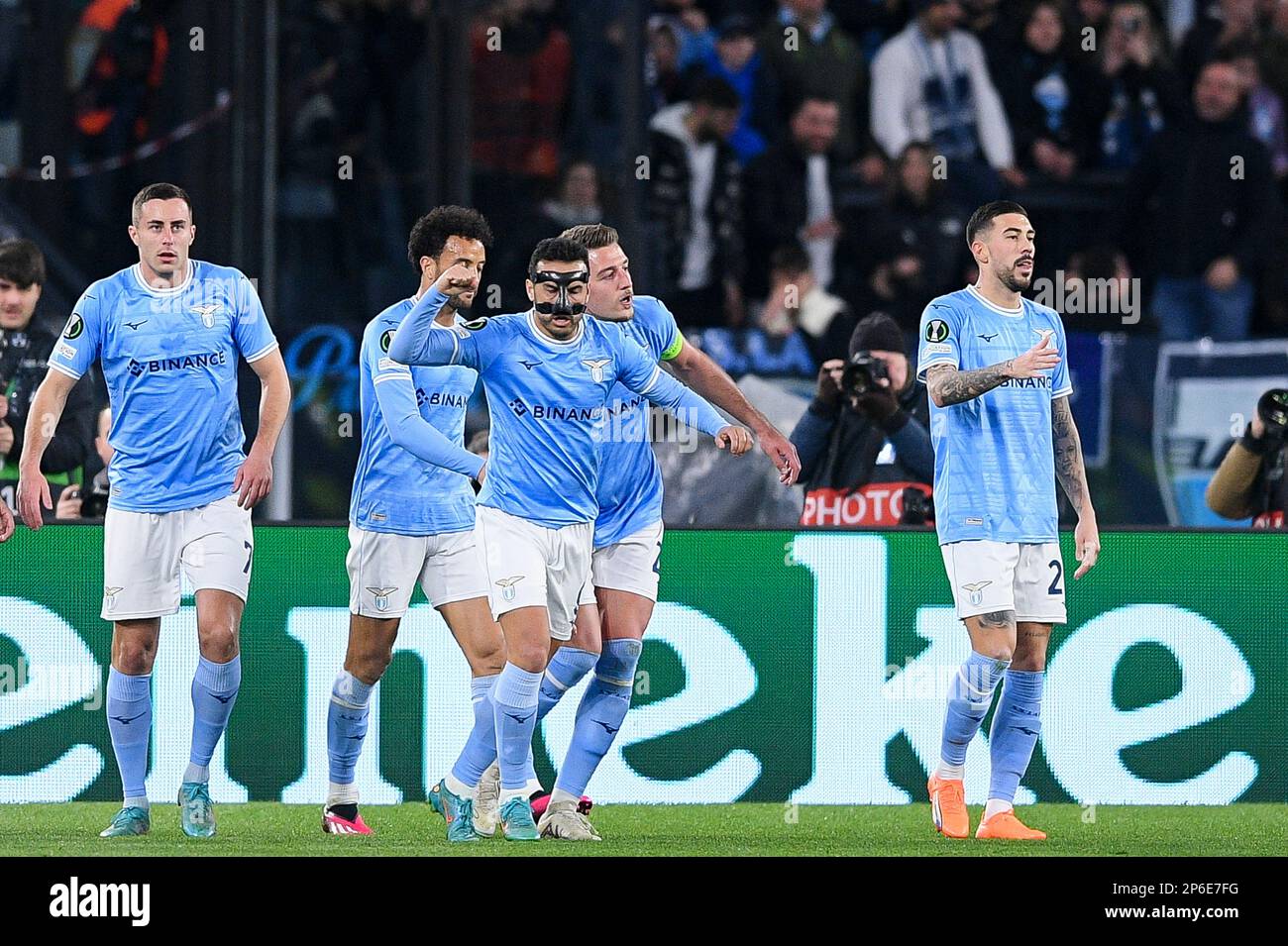 07-03-2023: Sport: Lazio vs AZ ROME, ITALIE - MARS 7: Pedro Rodriquez (SS Lazio), Felipe Anderson (SS Lazio), Nicolo Casale (SS Lazio), et Adam Maru Banque D'Images