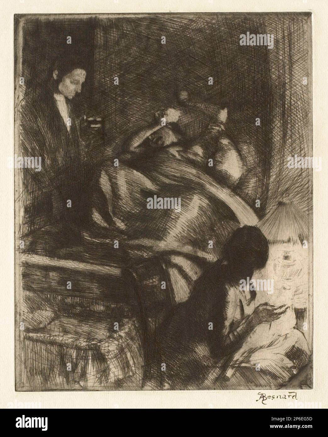 Albert Besnard, la femme : l'accotement, planche 2, c. 1886, gravure et point sec sur papier couché. Banque D'Images