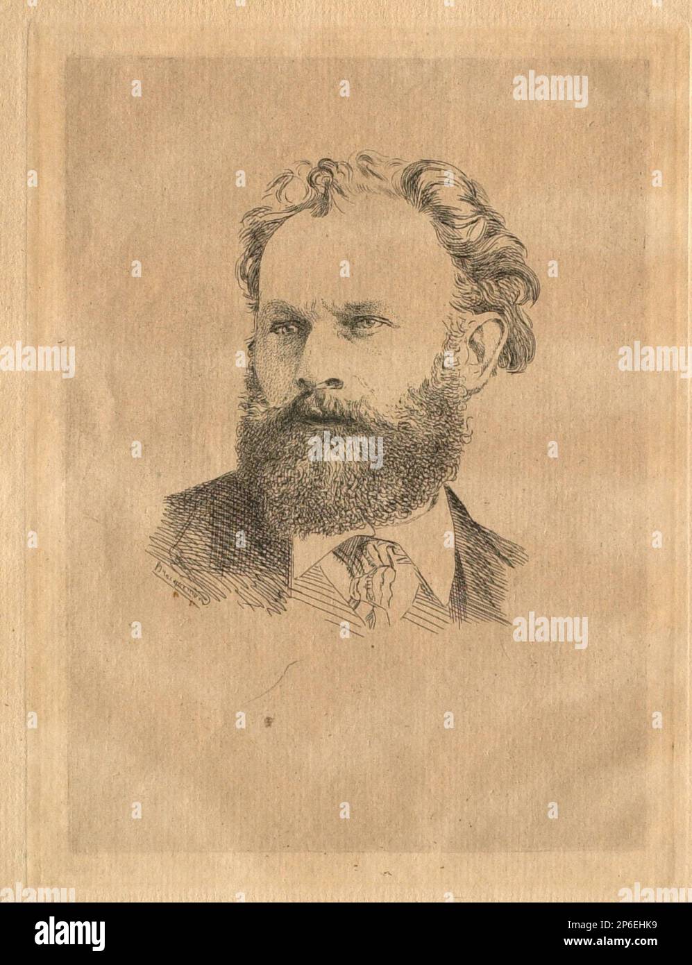 Félix Bracquemond, Portrait d'Edouard Manet, 1867, gravure sur papier couté. Banque D'Images