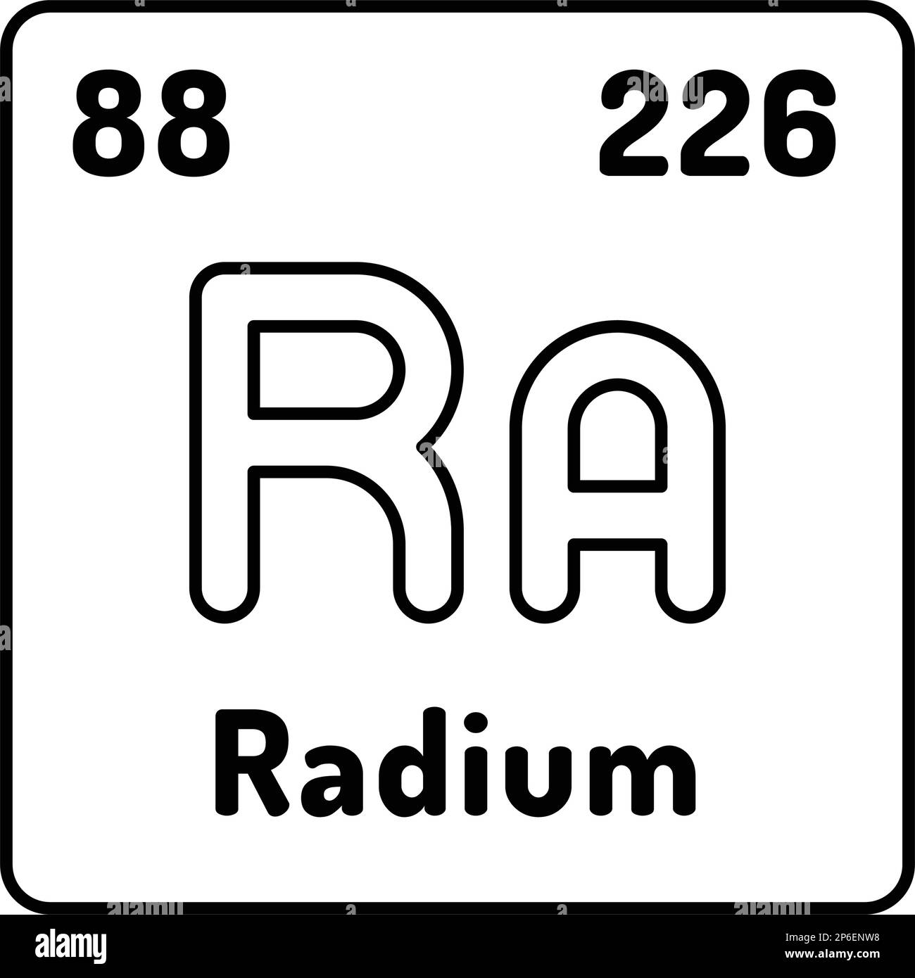 illustration vectorielle de l'icône de ligne d'élément chimique radium Illustration de Vecteur