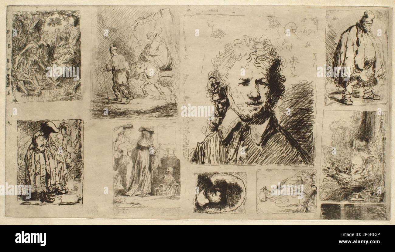 Léopold Flameng, douze gravures, 1859, gravure sur papier couché. Banque D'Images