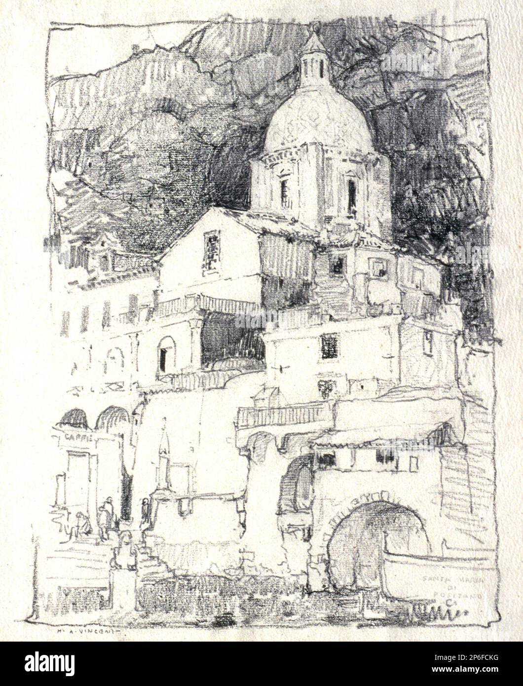 Harry Aiken Vincent, Santa Maria di Positano, 1874–1931, craie noire et  crayon conté sur papier vélin Photo Stock - Alamy
