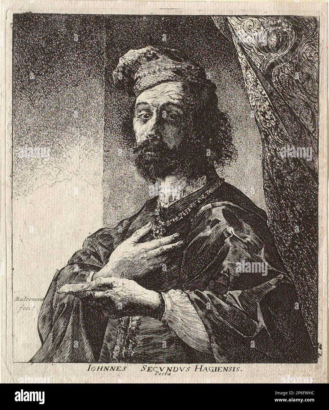 Peeter Rotterdam, le poète Johannes Everaerts, est gravé sur du papier à poser. Banque D'Images