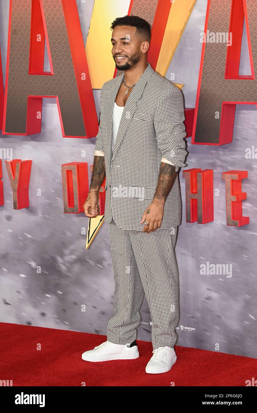 Aston Merrygold participe au screening spécial de Shazam! Fureur des Dieux à Cineworld Leicester Square, Londres, Royaume-Uni. Date de la photo : 7th mars 2023. Banque D'Images