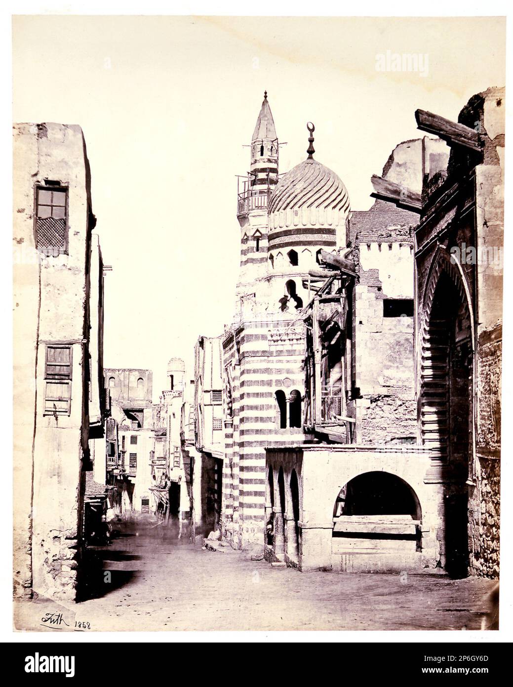 Francis Frith, Street View in Cairo, C. 1860, impression argentée d'albumine de verre négatif. Banque D'Images