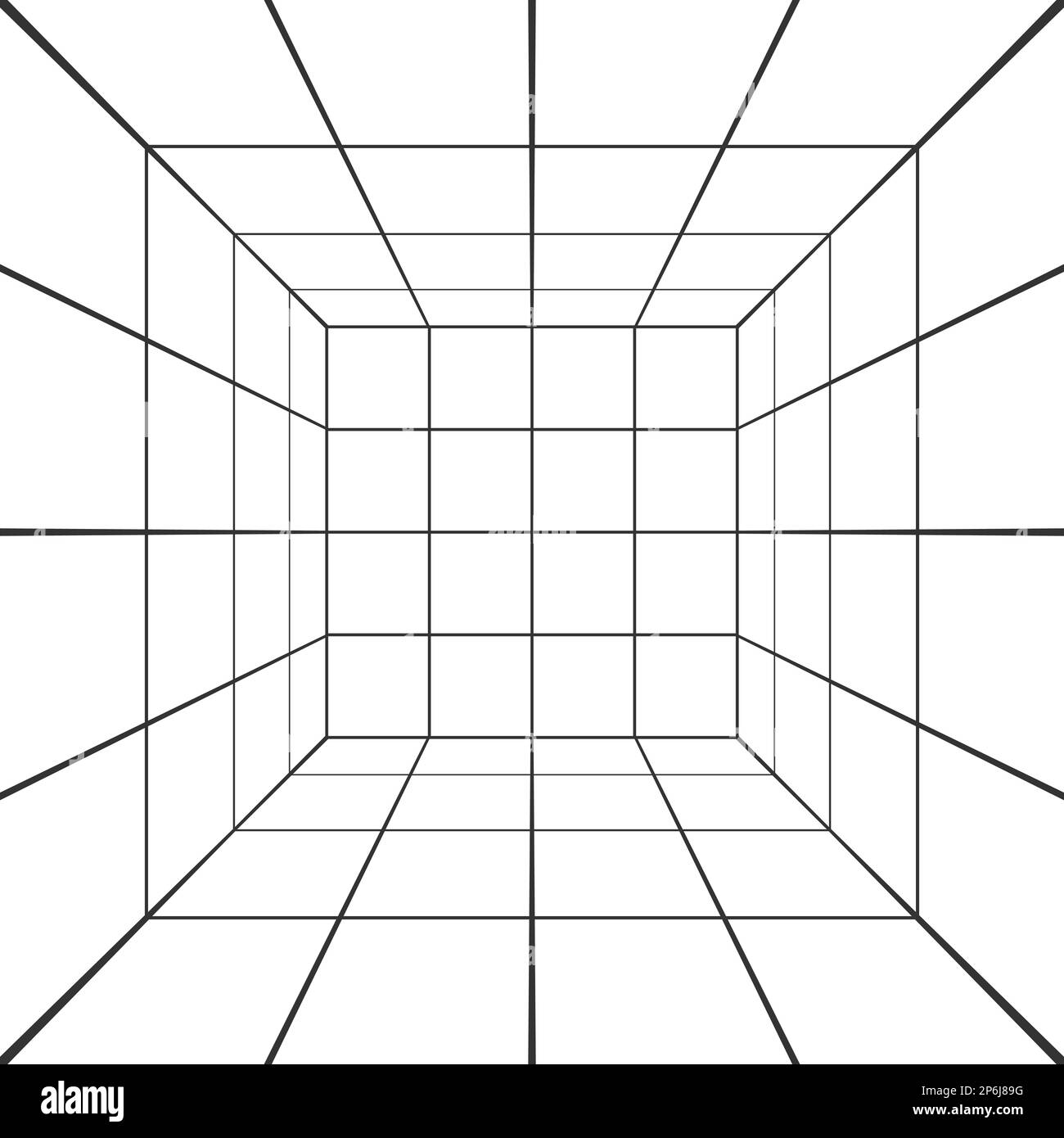 Chambre carrée, couloir, studio ou portail filaire en perspective sur fond  blanc. Structure de grille de boîte. Ingénierie, architecture ou technique  Image Vectorielle Stock - Alamy