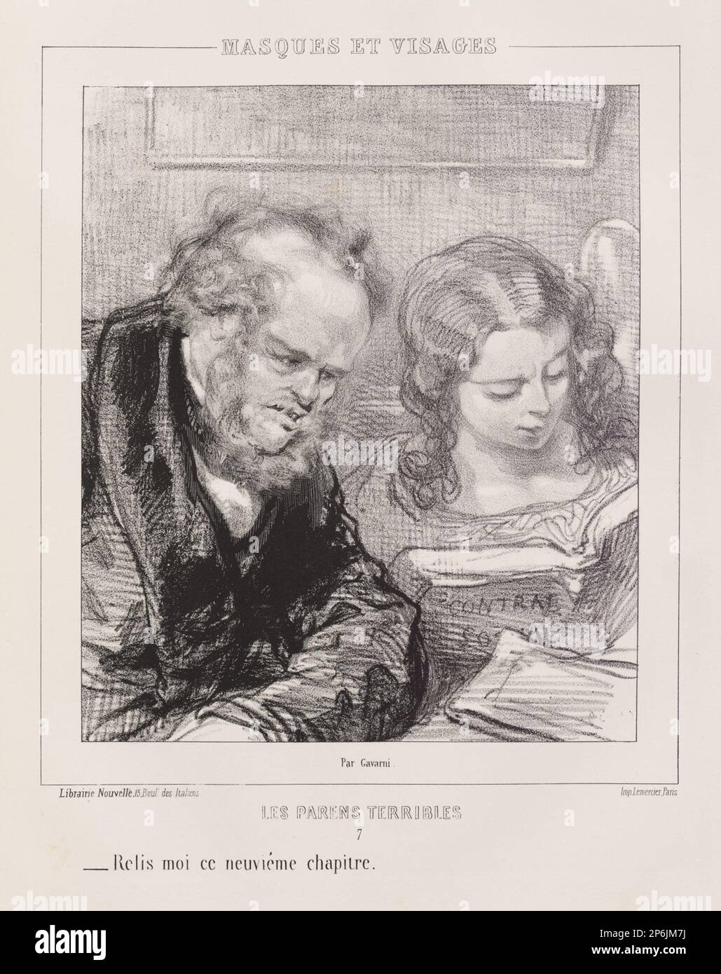 Paul Gavarni, les parents-terribles, Piano. Banque D'Images