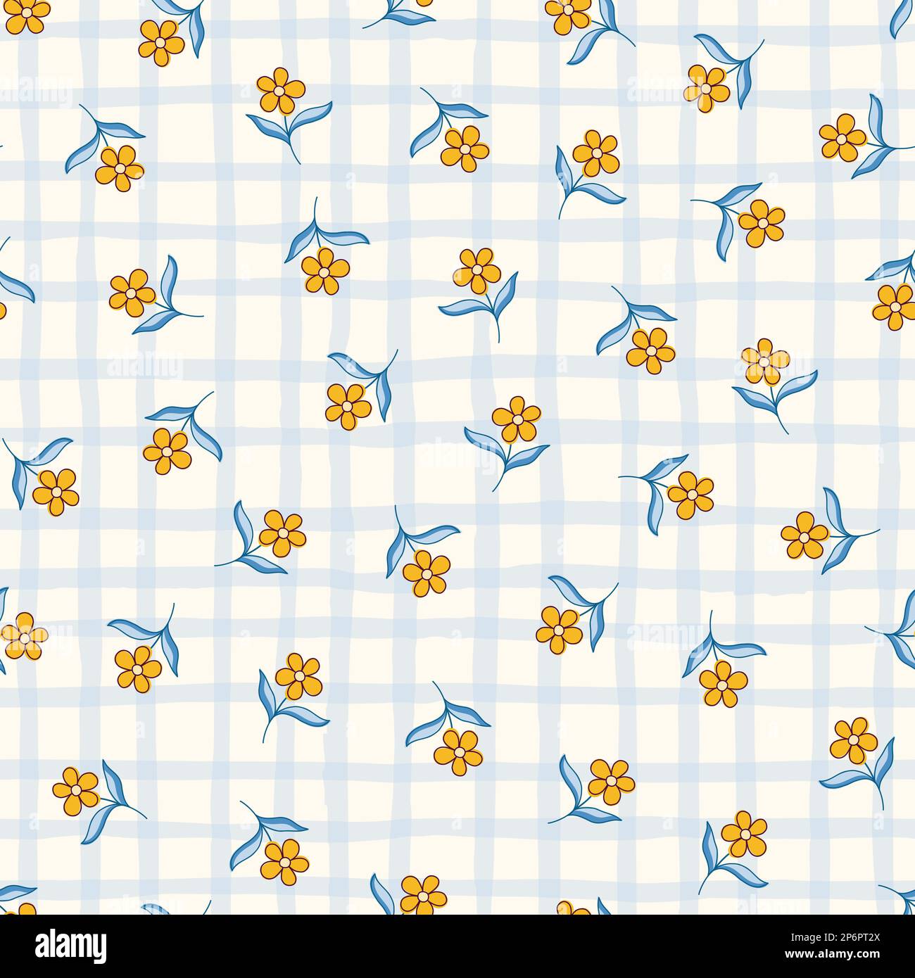 Fleurs chintz indiennes et motif Plaid Vector sans couture Illustration de Vecteur